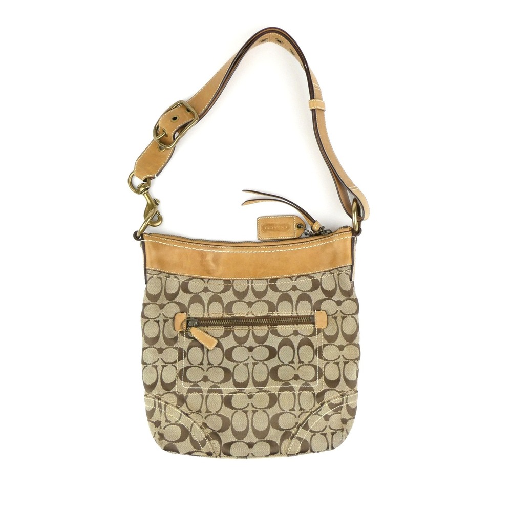 Coach Signature Khaki Tan Shoulder Bag Crossbody 10403